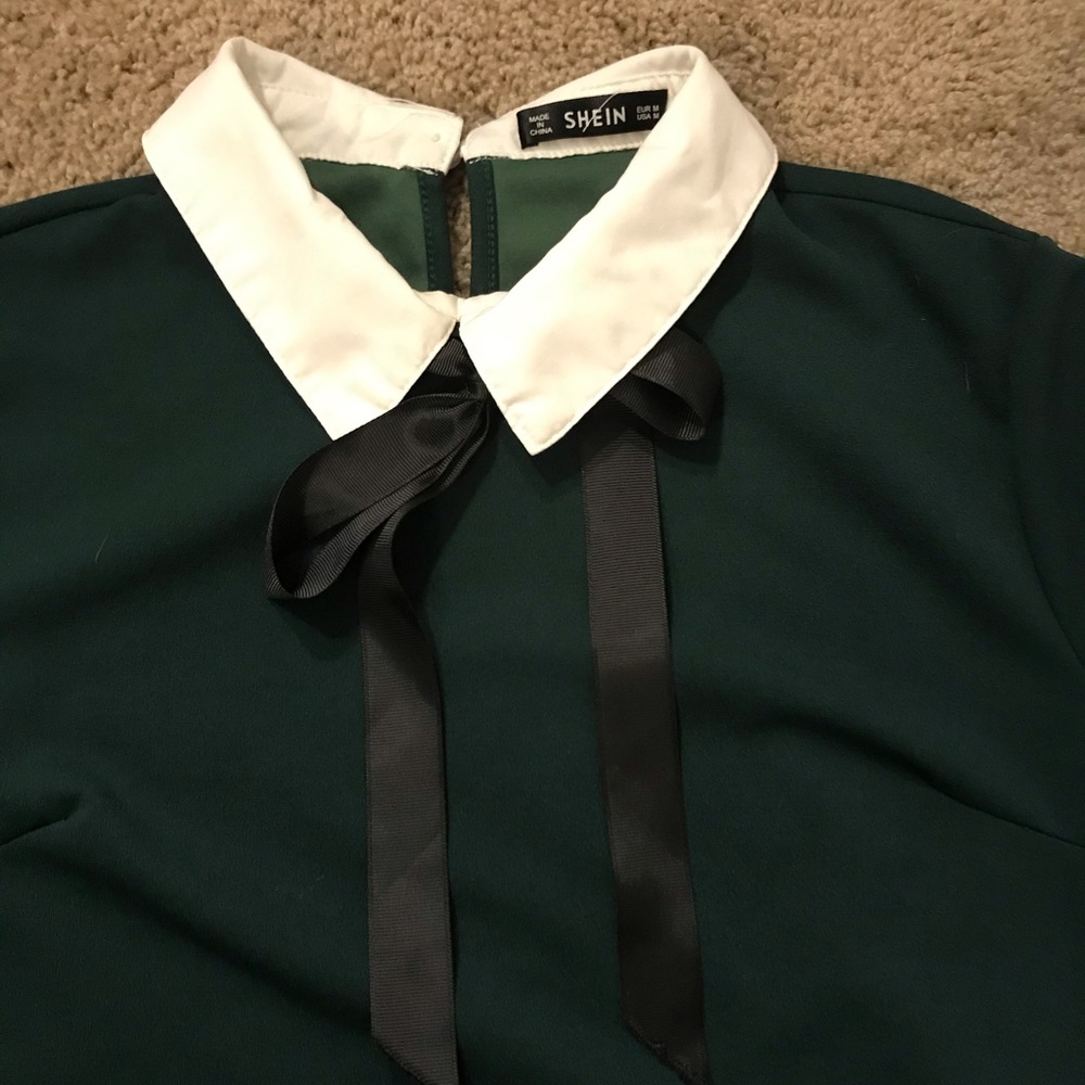 Emerald green collared blouse